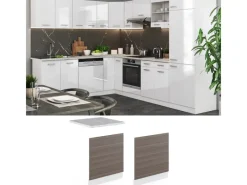 Vicco Frontblende R-Line Geschirrspüler Fronttür Grau/Weiß 60 cm ohne Arbeitsplatte< Einbauküchen