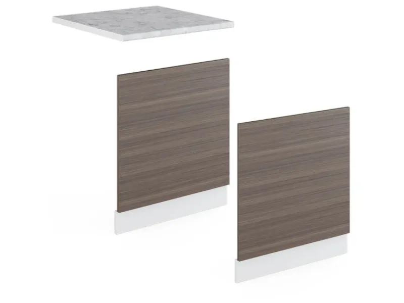 Vicco Frontblende R-Line Geschirrspüler Fronttür Grau/Weiß 60 cm ohne Arbeitsplatte< Einbauküchen