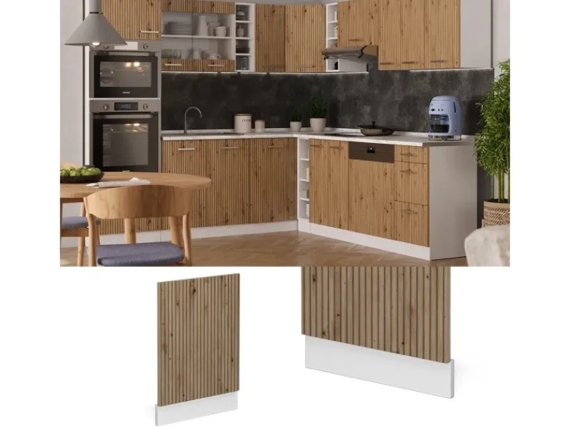Online Vicco Frontblende R-Line Geschirrspüler Fronttür Artisan-Eiche/Weiß 45 cm ohne Arbeitsplatte Artisan Eiche