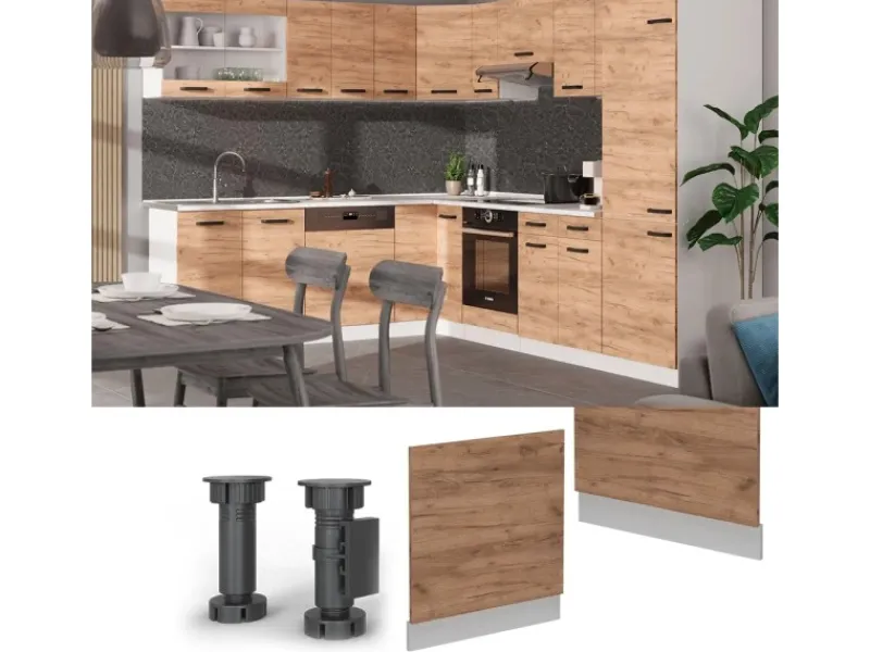 Vicco Frontblende R-Line Geschirrspüler Fronttür Goldkraft 60 cm ohne Arbeitsplatte< Kücheninseln|Einbauküchen