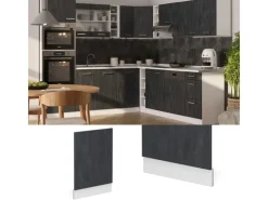 Discount Vicco Frontblende R-Line Geschirrspüler Fronttür Schwarz Beton/Weiß 45 cm AP Marmor Beton Anthrazit