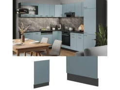 Einbauküchen<Vicco Frontblende R-Line Geschirrspüler Fronttür Blau-Grau/Anthrazit AP Marmor