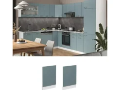 Vicco Frontblende R-Line Geschirrspüler Fronttür Blau-Grau/Weiß 45 cm AP Marmor< Einbauküchen