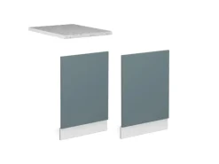 Vicco Frontblende R-Line Geschirrspüler Fronttür Blau-Grau/Weiß 45 cm AP Marmor< Einbauküchen