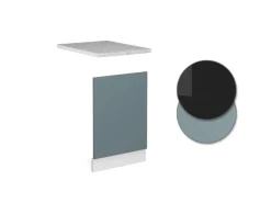Vicco Frontblende R-Line Geschirrspüler Fronttür Blau-Grau/Weiß 45 cm AP Marmor< Einbauküchen