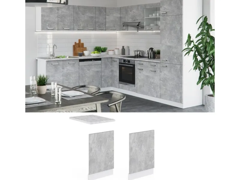 Discount Vicco Frontblende R-Line Geschirrspüler Fronttür /Weiß 45 cm AP Marmor Beton