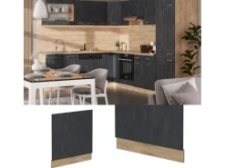 Einbauküchen<Vicco Frontblende R-Line Schwarz Beton/Goldkraft Eiche 60 cm ohne Arbeitsplatte
