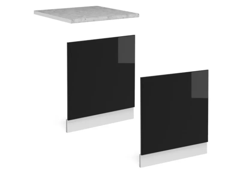 Vicco Frontblende R-Line Schwarz Hochglanz/Weiß 60 cm ohne Arbeitsplatte< Einbauküchen