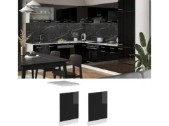 Clearance Vicco Frontblende R-Line Schwarz Hochglanz/Weiß 45 cm ohne Arbeitsplatte Schwarz Glänzend
