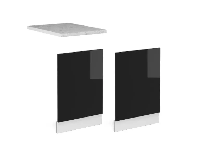 Clearance Vicco Frontblende R-Line Schwarz Hochglanz/Weiß 45 cm ohne Arbeitsplatte Schwarz Glänzend