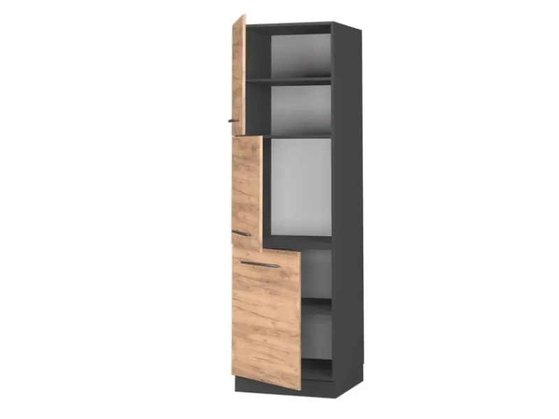 Vicco Herdumbauschrank Fame-Line Herdschrank Goldkraft /Anthrazit 60 cm< Kühlschränke|Einbauküchen