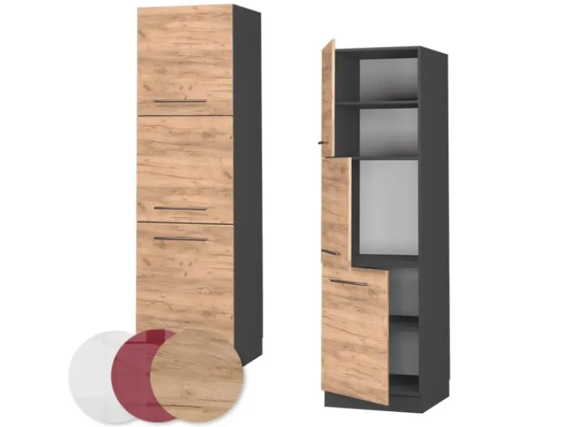 Vicco Herdumbauschrank Fame-Line Herdschrank Goldkraft /Anthrazit 60 cm< Kühlschränke|Einbauküchen