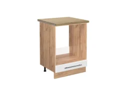 Discount Vicco Herdumbauschrank Fame-Line Hochglanz/Goldkraft Eiche 60 cm AP Eiche Weiß