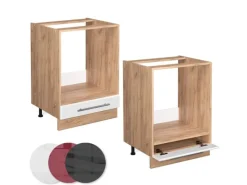Discount Vicco Herdumbauschrank Fame-Line Hochglanz/Goldkraft Eiche 60 cm AP Eiche Weiß
