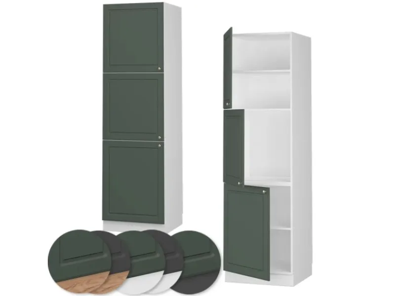 Vicco Herdumbauschrank Fame-Line Herdschrank Grün-Gold Landhaus/Weiß 60 cm< Herde