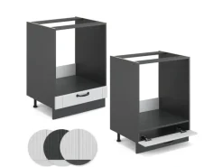 Einbauküchen<Vicco Herdumbauschrank Fame-Line Landhaus/Anthrazit 60 cm ohne Arbeitsplatte
