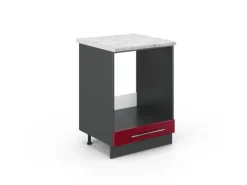 Herde|Kochfelder<Vicco Herdumbauschrank Fame-Line Bordeaux Hochglanz/Anthrazit 60 cm AP Marmor