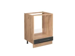 Outlet Vicco Herdumbauschrank Fame-Line Hochglanz/Goldkraft Eiche 60 cm ohne Arbeitsplatte Anthrazit