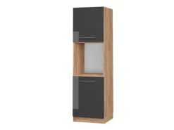 Hot Vicco Herdumbauschrank Fame-Line Hochglanz/Goldkraft Eiche 60 cm Offen Anthrazit
