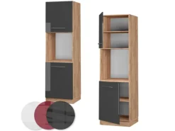 Hot Vicco Herdumbauschrank Fame-Line Hochglanz/Goldkraft Eiche 60 cm Offen Anthrazit
