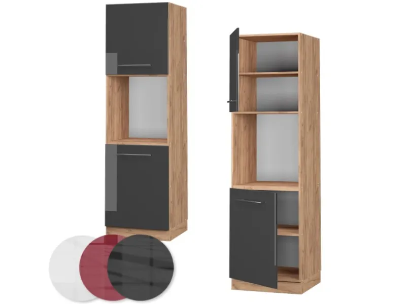Hot Vicco Herdumbauschrank Fame-Line Hochglanz/Goldkraft Eiche 60 cm Offen Anthrazit