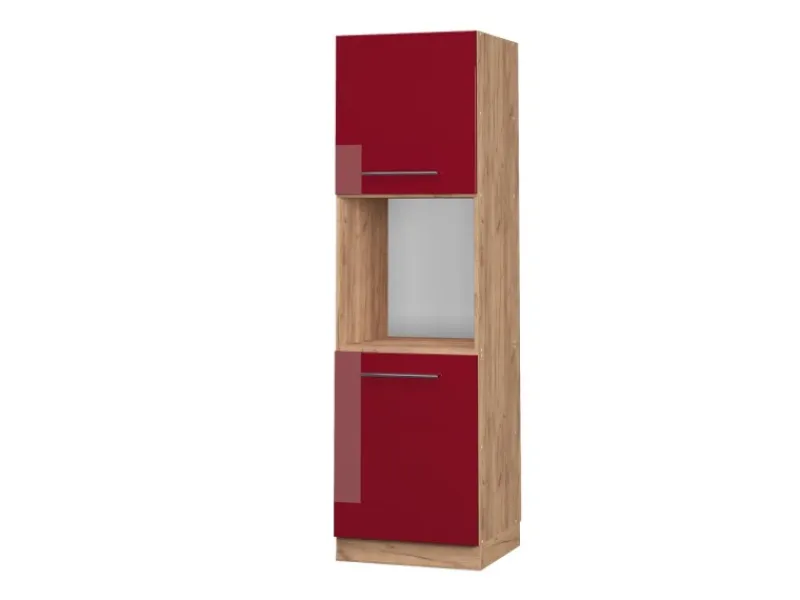 Vicco Herdumbauschrank Fame-Line Bordeaux Hochglanz/Goldkraft Eiche 60 cm Offen< Kochfelder