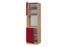 Vicco Herdumbauschrank Fame-Line Bordeaux Hochglanz/Goldkraft Eiche 60 cm Offen< Kochfelder