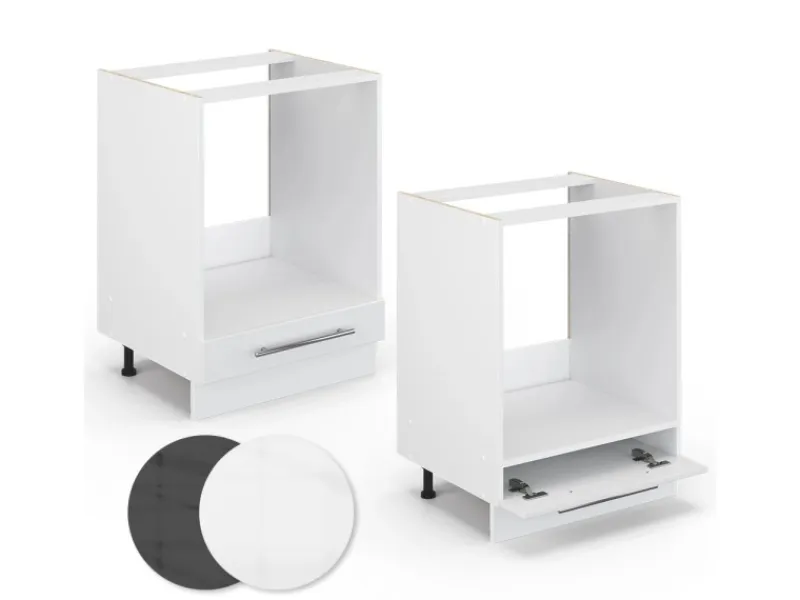 Herde<Vicco Herdumbauschrank Fame-Line Hochglanz/ 60 cm AP Anthrazit