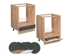 Best Vicco Herdumbauschrank Fame-Line -Gold/Goldkraft Eiche 60 cm AP Anthrazit