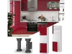 Vicco Herdumbauschrank Fame-Line Bordeaux Hochglanz/Weiß 60 cm mit Offenem Regal< Einbauküchen