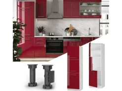 Herde|Einbauküchen<Vicco Herdumbauschrank Fame-Line Herdschrank Bordeaux Hochglanz/Weiß 60 cm