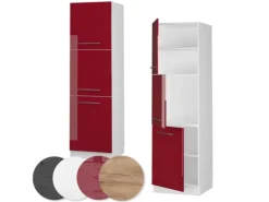 Herde|Einbauküchen<Vicco Herdumbauschrank Fame-Line Herdschrank Bordeaux Hochglanz/Weiß 60 cm