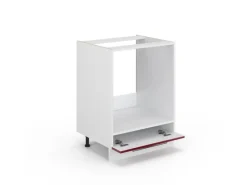Herde<Vicco Herdumbauschrank Fame-Line Bordeaux Hochglanz/Weiß 60 cm AP Eiche
