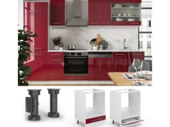 Vicco Herdumbauschrank Fame-Line Bordeaux Hochglanz/Weiß 60 cm ohne Arbeitsplatte< Einbauküchen