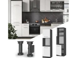 Vicco Herdumbauschrank Fame-Line Hochglanz/Anthrazit 60 cm Offen< Pantryküchen