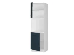 Vicco Herdumbauschrank Fame-Line Hochglanz/Weiß 60 cm mit Offenem Regal Dunkelblau