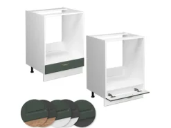 Vicco Herdumbauschrank Fame-Line Grün-Gold Landhaus/Weiß 60 cm AP Marmor< Einbauküchen