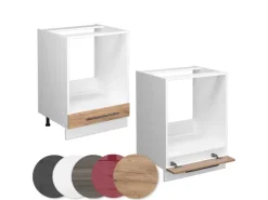 Einbauküchen<Vicco Herdumbauschrank Fame-Line Goldkraft /Weiß 60 cm AP Marmor