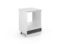 Vicco Herdumbauschrank Fame-Line Hochglanz/Weiß 60 cm AP Marmor< Einbauküchen