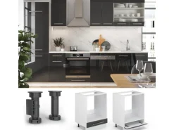 Vicco Herdumbauschrank Fame-Line Hochglanz/Weiß 60 cm AP Marmor< Einbauküchen