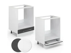 Vicco Herdumbauschrank Fame-Line Hochglanz/Weiß 60 cm AP Marmor< Einbauküchen
