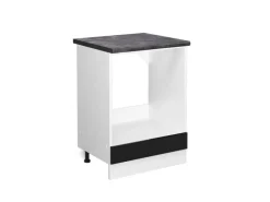 Discount Vicco Herdumbauschrank R-Line Schwarz Hochglanz/Weiß 60 cm AP Anthrazit Schwarz Glänzend