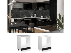 Discount Vicco Herdumbauschrank R-Line Schwarz Hochglanz/Weiß 60 cm AP Anthrazit Schwarz Glänzend