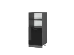 Herde<Vicco Herdumbauschrank R-Line Herdschrank Schwarz Hochglanz/Anthrazit 60 cm