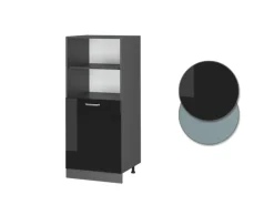 Herde<Vicco Herdumbauschrank R-Line Herdschrank Schwarz Hochglanz/Anthrazit 60 cm