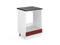 Herde<Vicco Herdumbauschrank R-Line Bordeaux Hochglanz/Weiß 60 cm AP Anthrazit