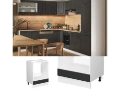 Herde<Vicco Herdumbauschrank R-Line Anthrazit Landhaus/Weiß 60 cm ohne Arbeitsplatte