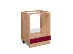 Vicco Herdumbauschrank R-Line Bordeaux Hochglanz/Goldkraft Eiche 60 cm ohne Arbeitsplatte< Pfannen|Herde