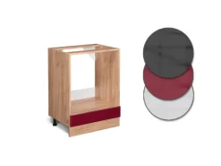 Vicco Herdumbauschrank R-Line Bordeaux Hochglanz/Goldkraft Eiche 60 cm ohne Arbeitsplatte< Pfannen|Herde
