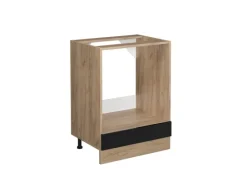 Single-Küchen|Pantryküchen<Vicco Herdumbauschrank R-Line Schwarz Hochglanz/Goldkraft Eiche 60 cm ohne Arbeitsplatte